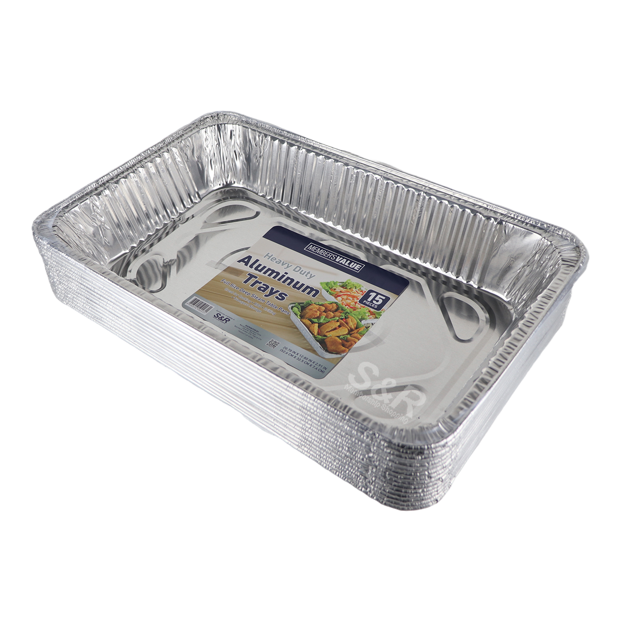 Member's Value Aluminum Trays 20.7x12.8x2.91in 15pcs Member's Value Aluminum Trays 20.7x12.8x2.91in 15pcs